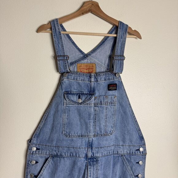 Levi's Overalls Mens Large Blue Denim Bib Shortalls Carpenter Utility Work - Picture 3 of 16